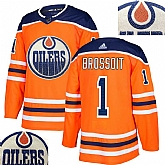 Oilers #1 Brossoit Orange With Special Glittery Logo Adidas Jersey,baseball caps,new era cap wholesale,wholesale hats